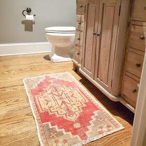 Vintage Turkish door mat 100% wool handwoven